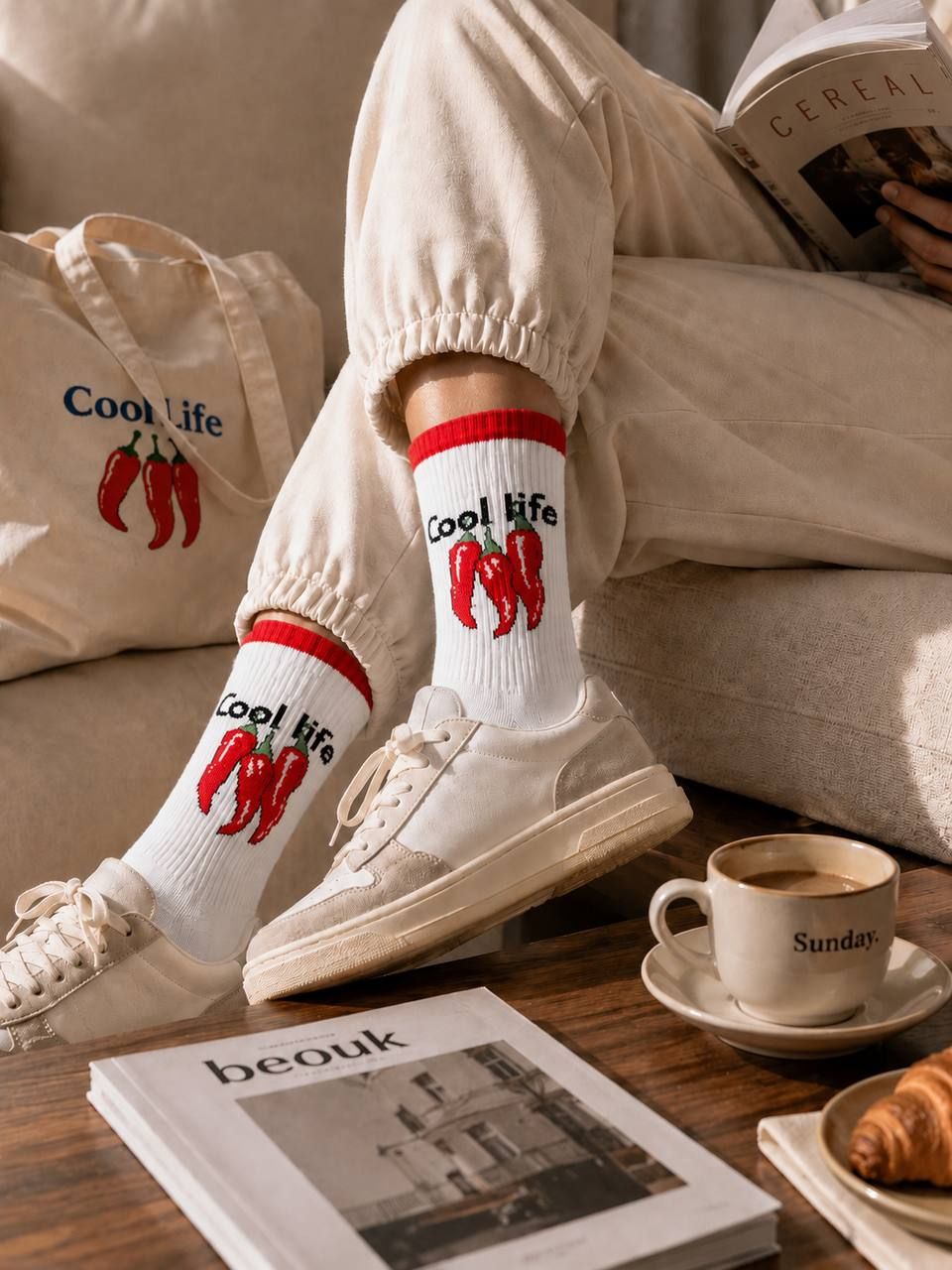 جوراب ساقدار فانتزی فلفل🌶️